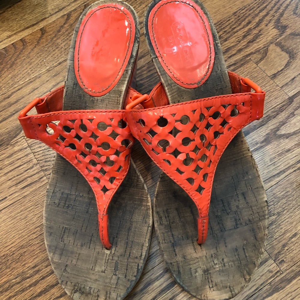 Orange and Cork Coach Sandals